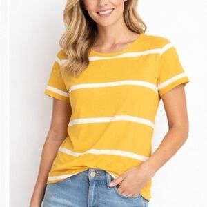 Pendleton Size XL Women's Yellow and White Striped T-Shirt